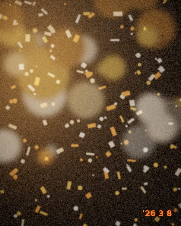 Party photo: golden confetti